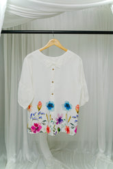 Pastel Floral Tops- White (single Bow)